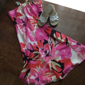 Banana Republic Strapless Floral Silk Dress